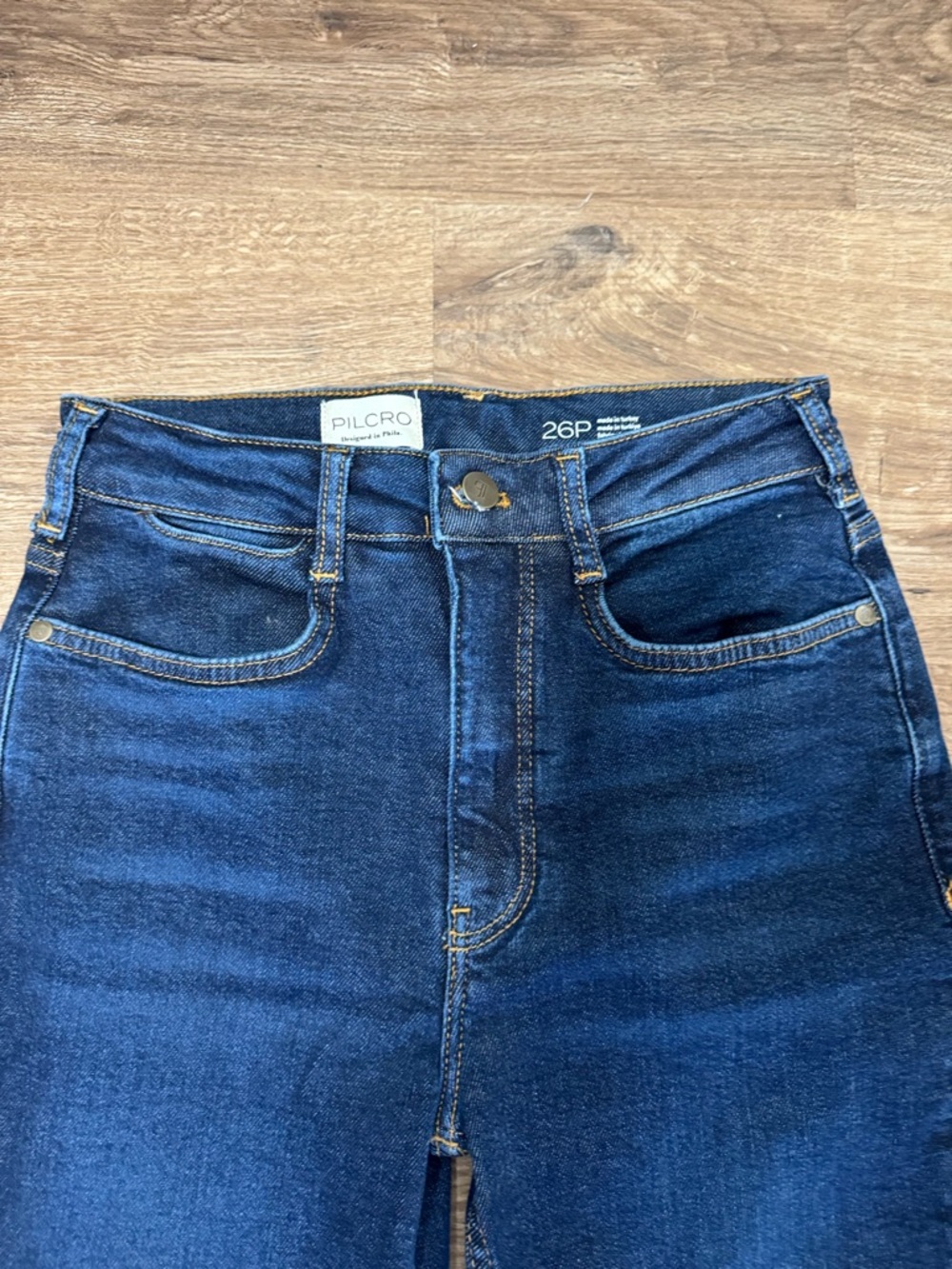 Pilcro The Annie High-Rise Straight Leg Crop Ankle Jean Deep Blue Size 26 Petite - Picture 4 of 7